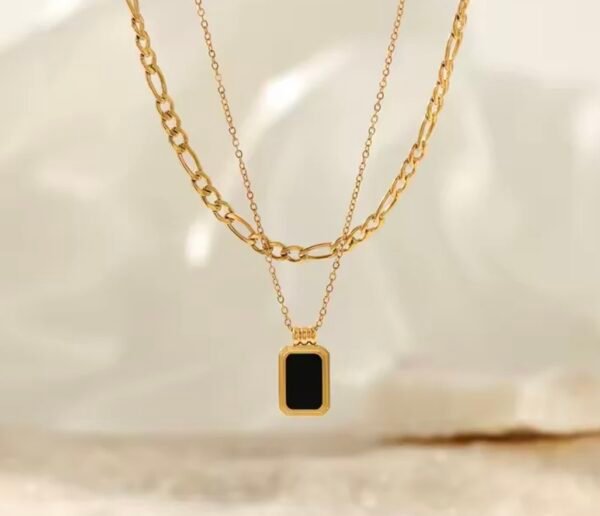 SQUARE PENDANT STAINLESS STEEL CUBAN CHAIN NECKLACE