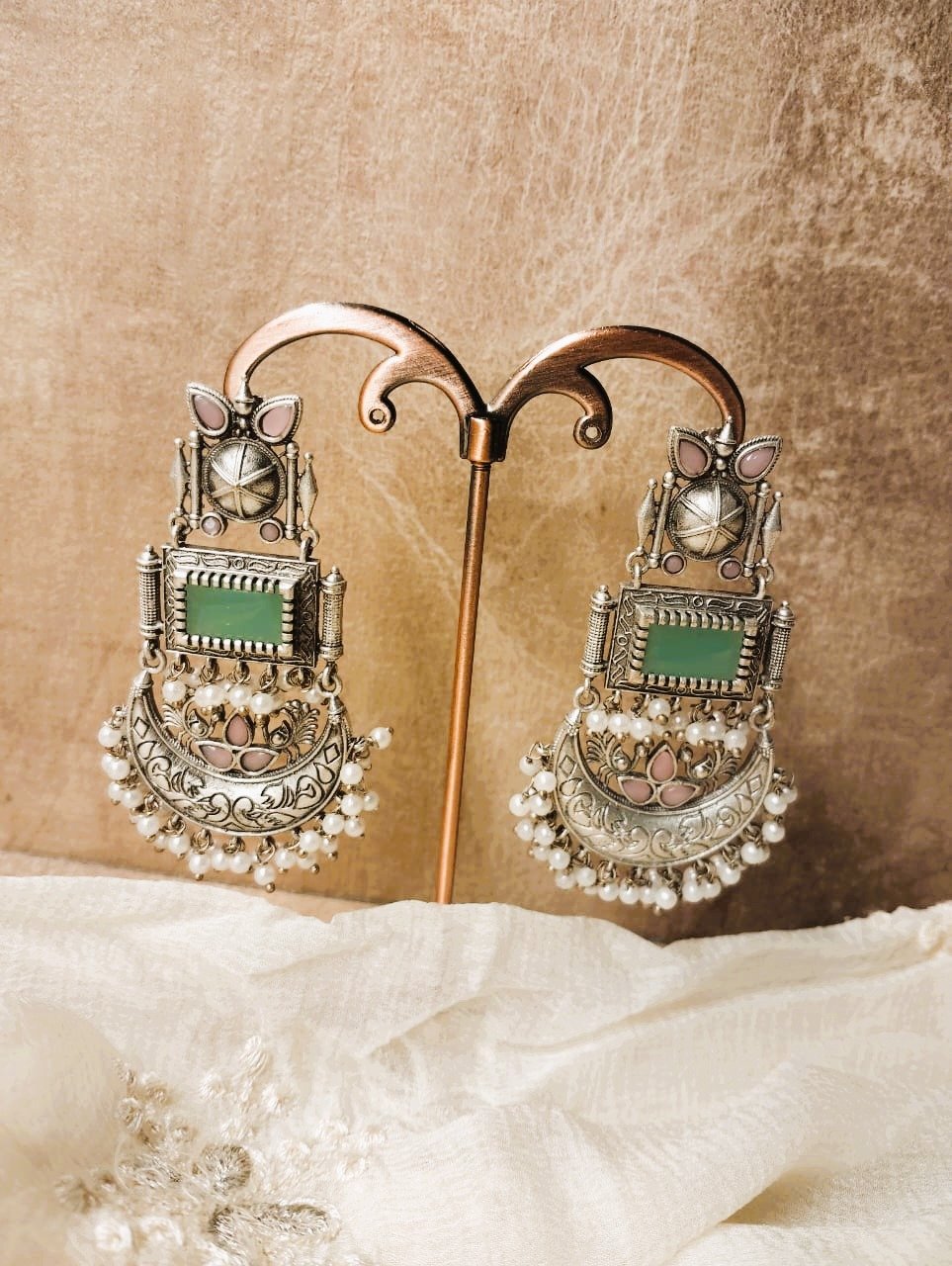 NOOR PEACOCK DANGLER PATTI EARRINGS